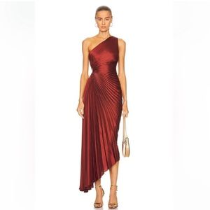 A.L.C. Red One-Shoulder Midi Dress